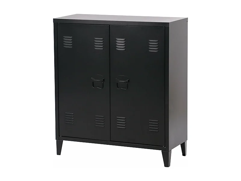 Armario de oficina mueble de almacenamiento para oficina taller dormitorio metal oficina acero con 2 puertas 90 x 80 x 33 cm negro mate 03_0006341