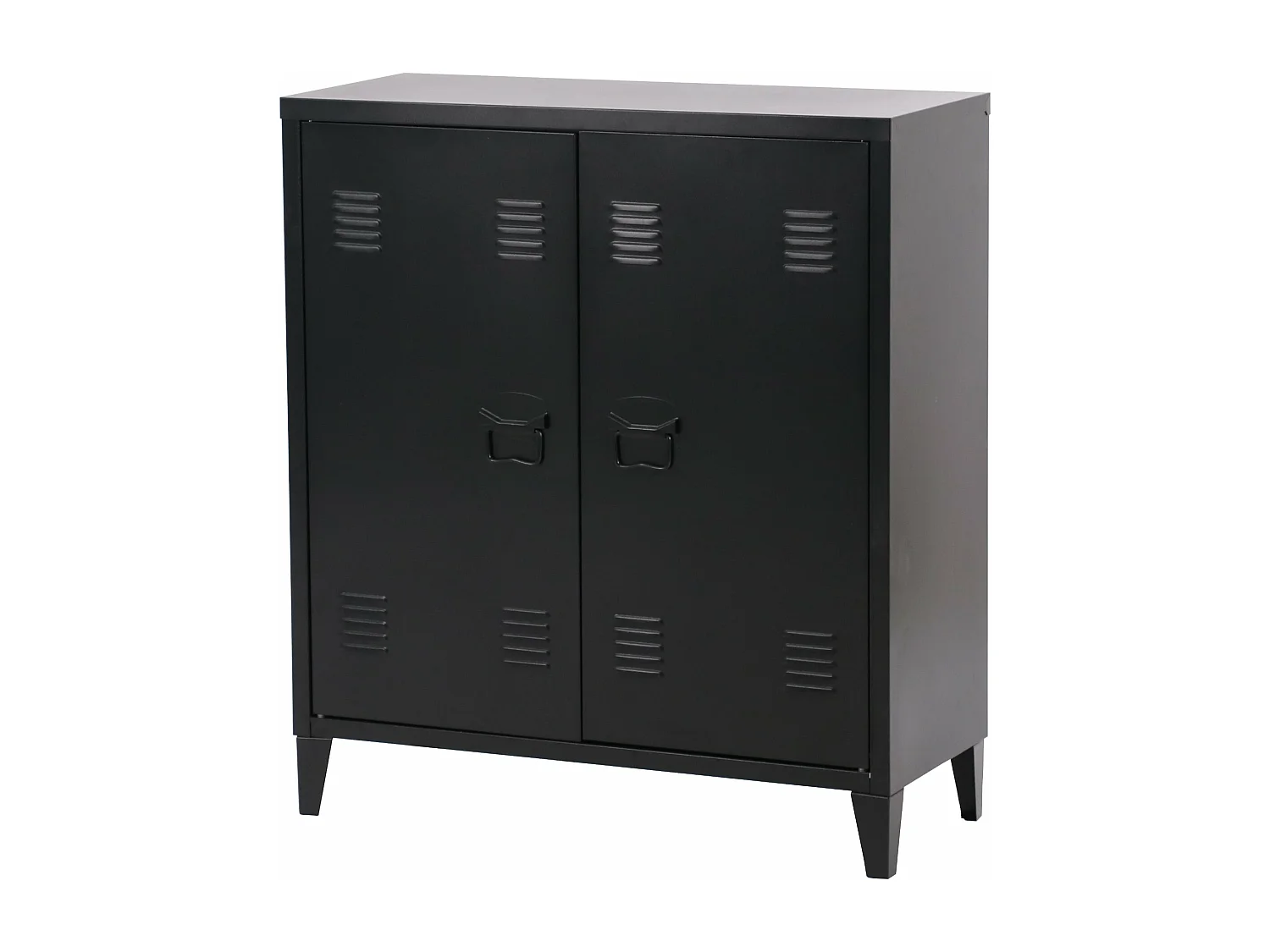 Armario de oficina mueble de almacenamiento para oficina taller dormitorio metal oficina acero con 2 puertas 90 x 80 x 33 cm negro mate 03_0006341