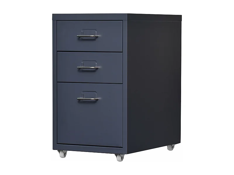 Mueble de oficina con pedestal para archivos, documentos, material de oficina con ruedas de acero 48 x 28 x 41 cm gris 03_0006332