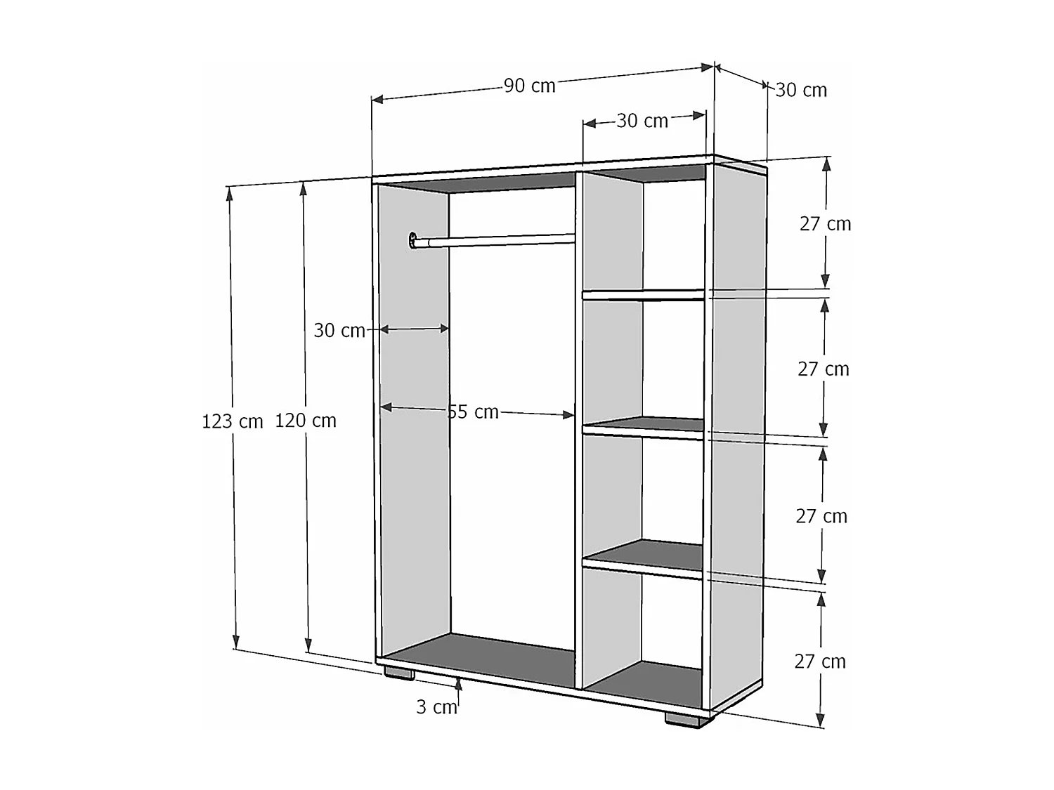Armario con 4 compartimentos de almacenamiento 123 x 90 x 30 cm antracita 03_0006358