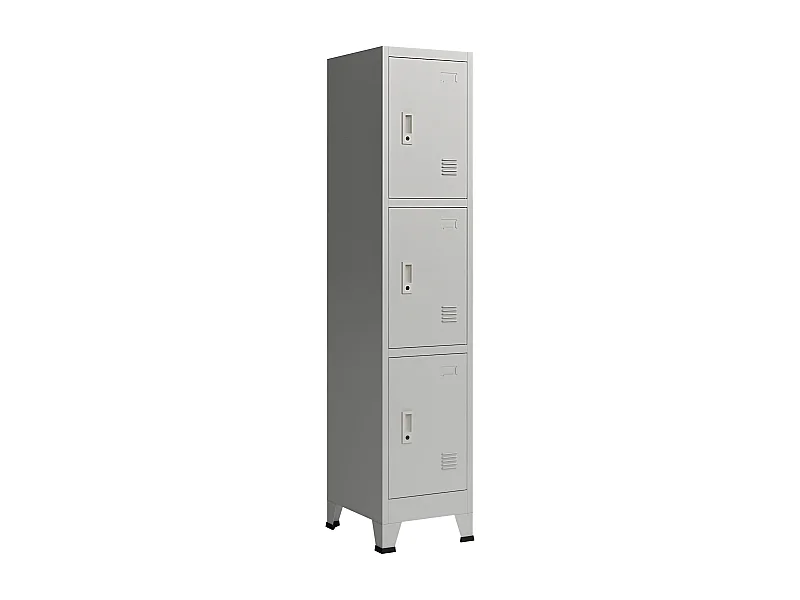 Armário de escritório armário de armazenamento para escritório oficina quarto aço metálico com 3 portas de aço lacado 180 x 38 x 45 cm cinza 03_0006347