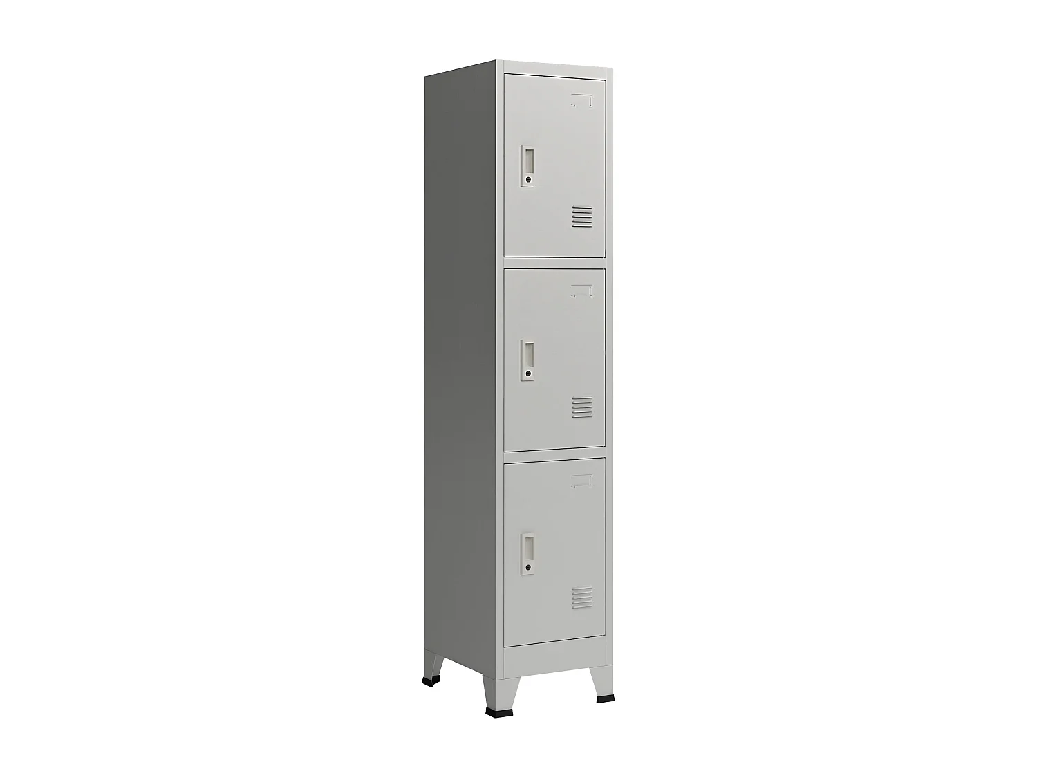 Armadio spogliatoio da ufficio per ufficio, officina, camera da letto, acciaio metallico con 3 ante in acciaio laccato 180 x 38 x 45 cm grigio 03_0006347