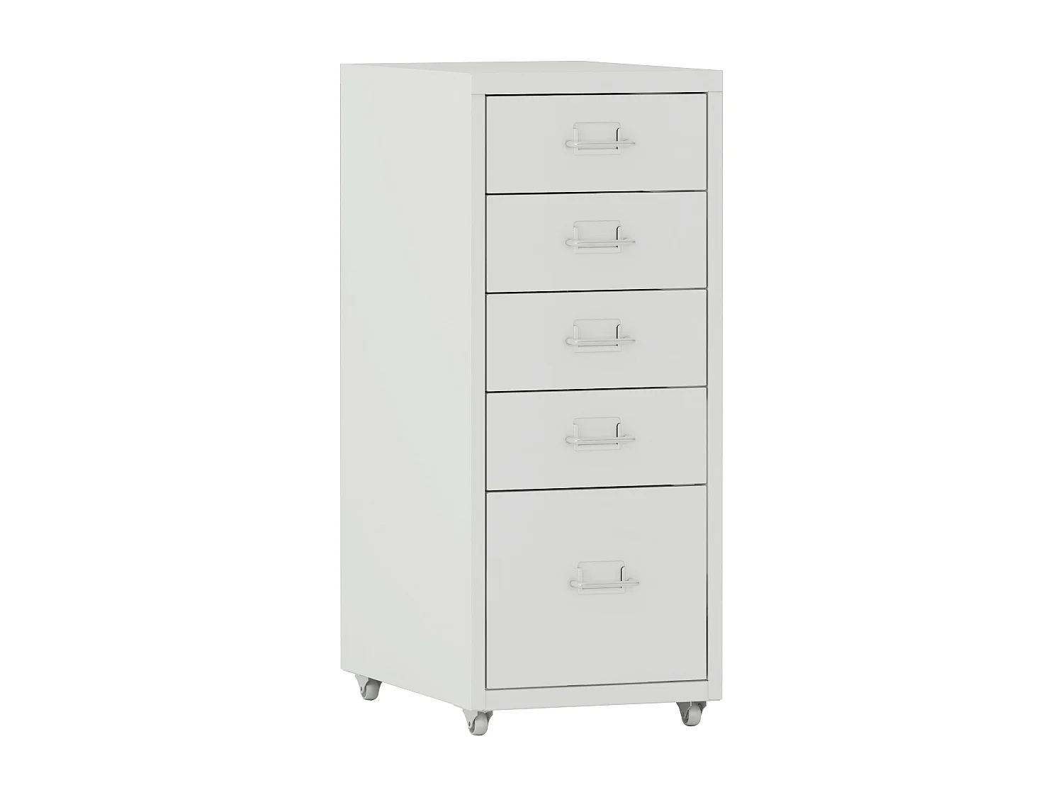 Mueble de oficina con pedestal para documentos, archivos, material de oficina, con ruedas, 5 cajones, 69 x 28 x 41 cm, blanco 03_0006328