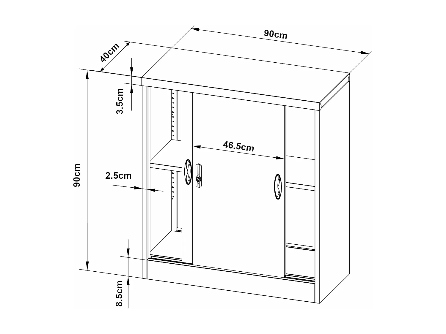 Armario de oficina mueble de almacenaje para oficina taller dormitorio oficina acero rieti acero lacado 90 x 40 x 90 cm gris oscuro 03_0006344
