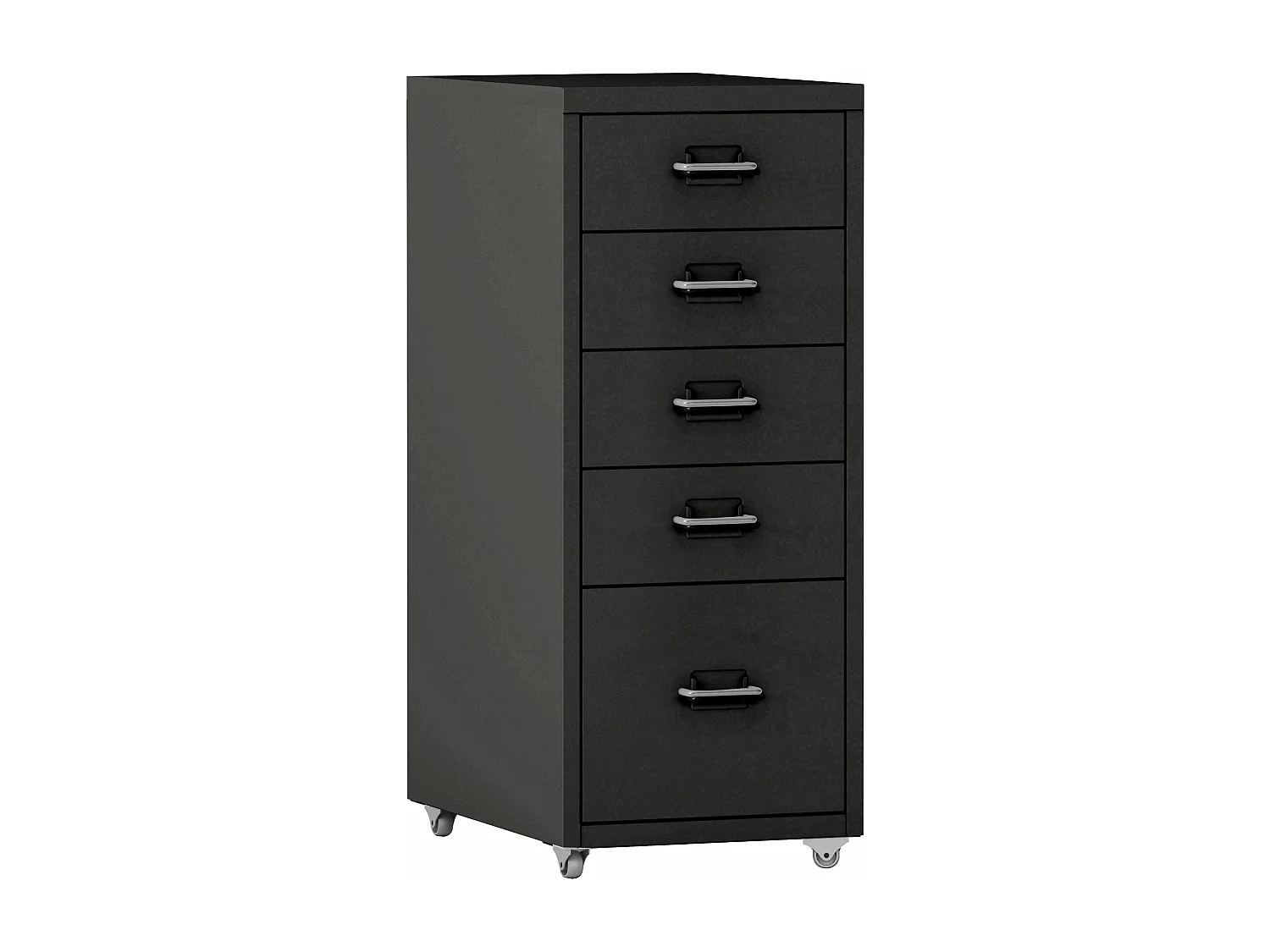 Mueble de oficina con pedestal para documentos, archivos, material de oficina, con ruedas, 5 cajones, 69 x 28 x 41 cm, negro 03_0006330