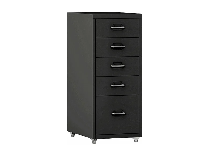 Unidade de armazenamento de pedestal de escritório para arquivos de documentos material de escritório sobre rodas com 5 gavetas 69 x 28 x 41 cm preto 03_0006330