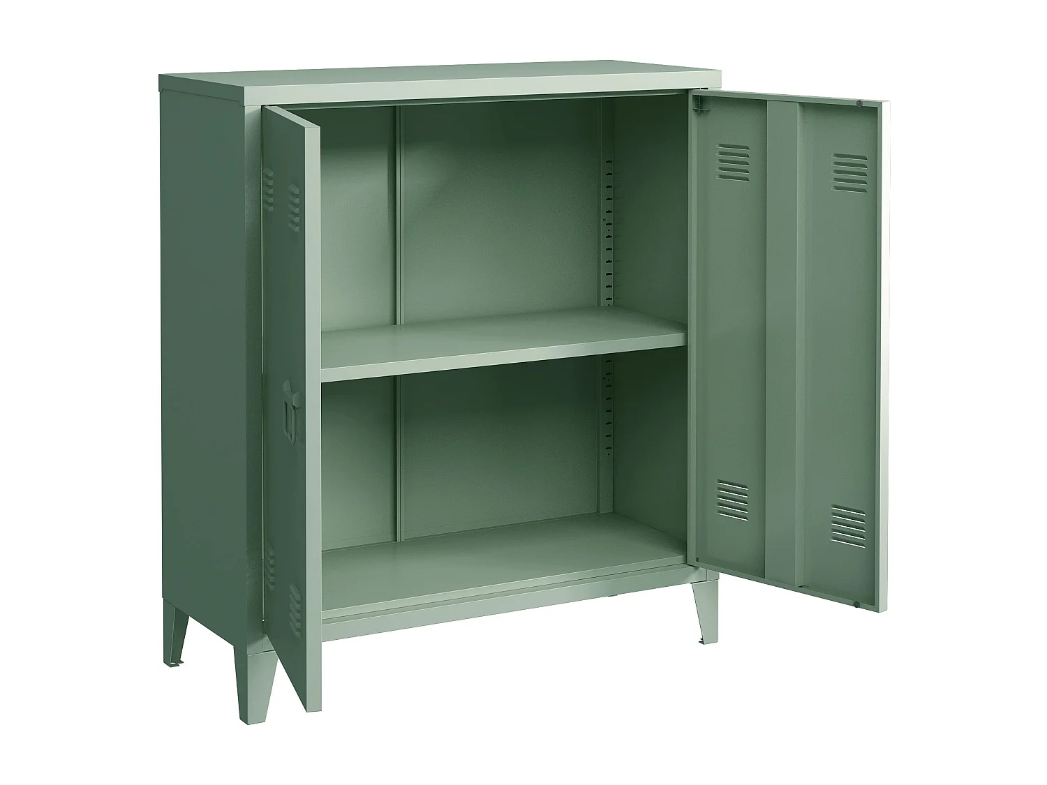 Armario de oficina mueble de almacenamiento para oficina taller dormitorio metal oficina acero con 2 puertas 90 x 80 x 33 cm verde pastel mate 03_0006342