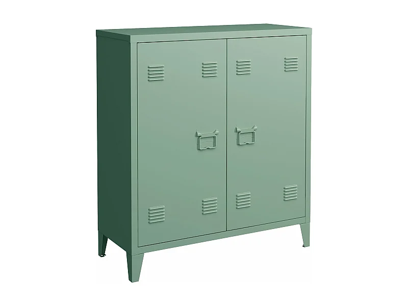 Armário de armário de escritório para oficina de escritório quarto metal escritório aço com 2 portas 90 x 80 x 33 cm verde pastel fosco 03_0006342