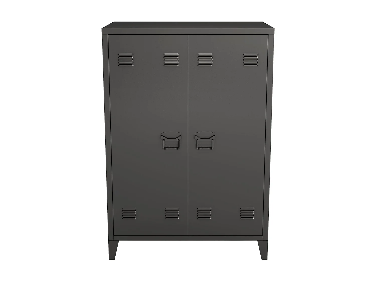 Armadietto spogliatoio da ufficio per ufficio officina camera da letto ufficio in metallo acciaio con 2 ante 110 x 75 x 33 cm nero opaco 03_0006335