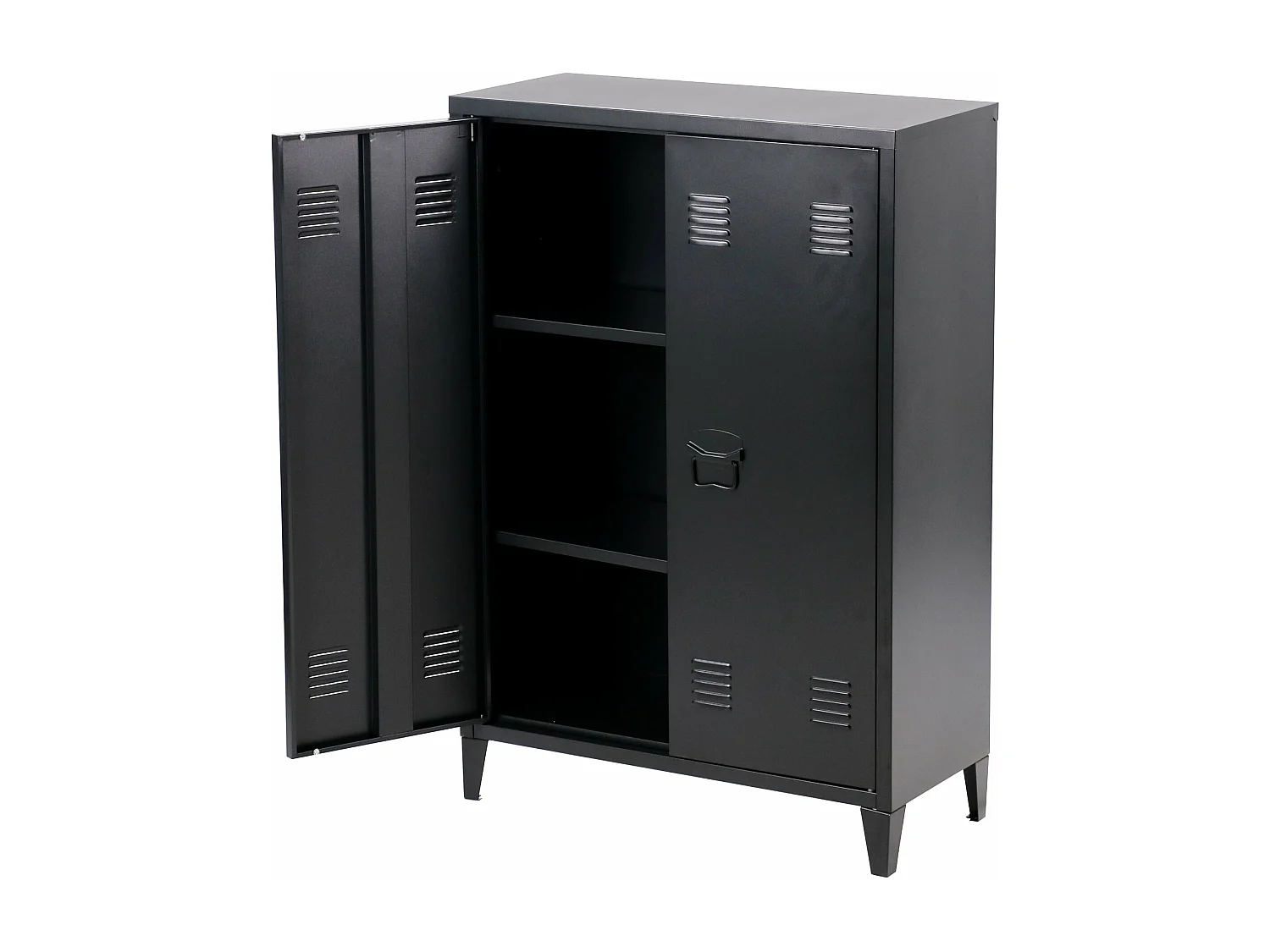 Armadietto spogliatoio da ufficio per ufficio officina camera da letto ufficio in metallo acciaio con 2 ante 110 x 75 x 33 cm nero opaco 03_0006335