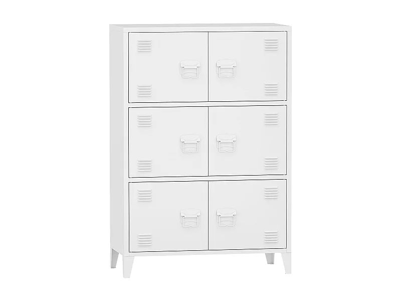 Armário de escritório unidade de armazenamento para sala de estar escritório quarto oficina metal aço 113 x 80 x 40 cm branco 03_0006324