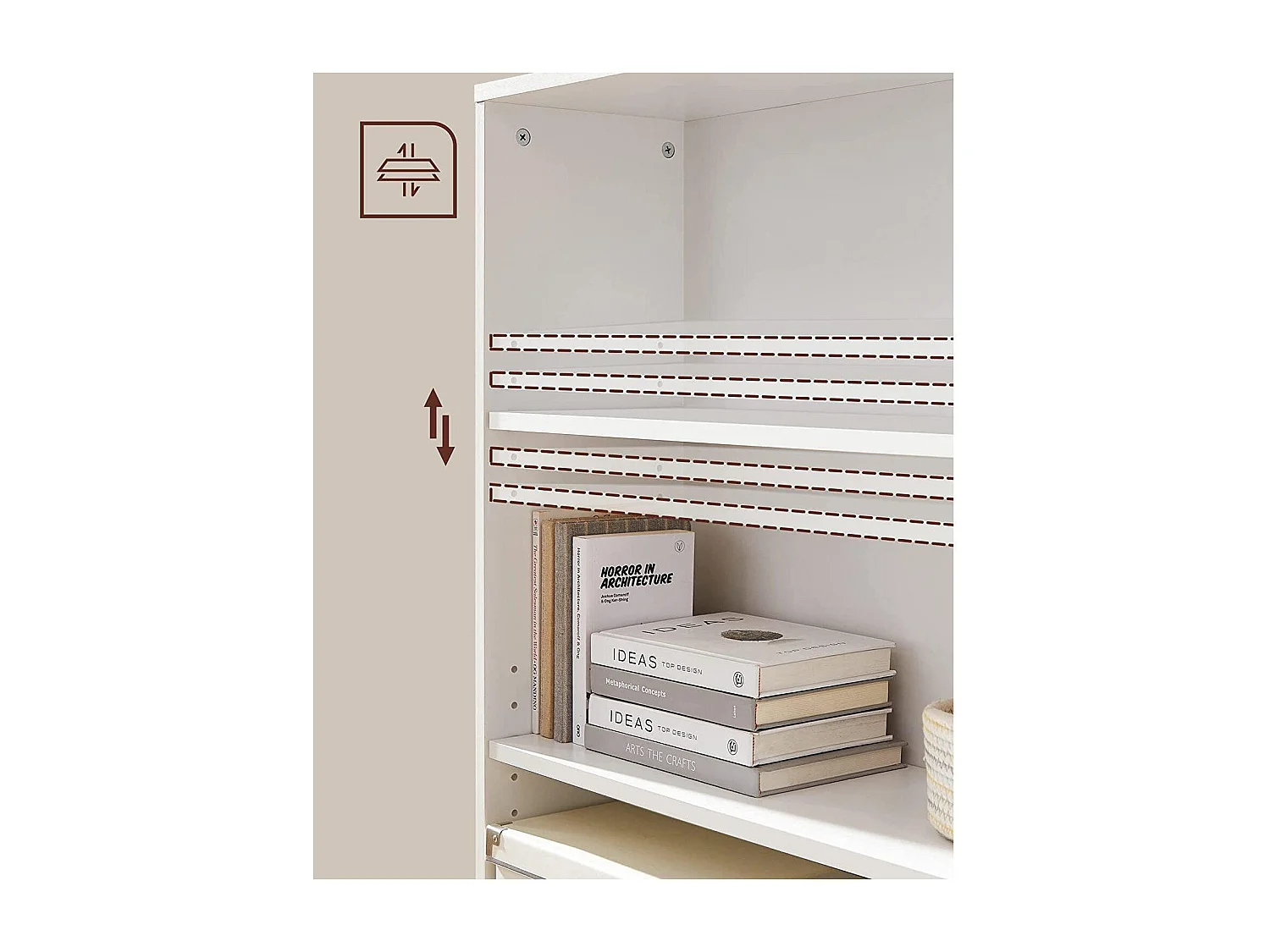 Estantería para DVD Unidad de almacenamiento de 4 niveles con estantes ajustables en altura para sala de estar Dormitorio Oficina 121,5 cm Blanco 12_0001462