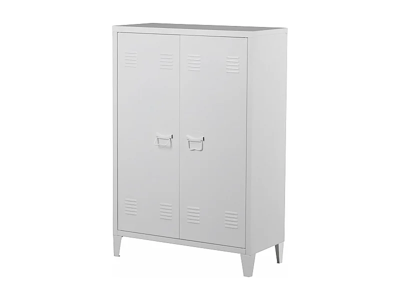 Armadietto spogliatoio da ufficio per ufficio officina camera da letto ufficio in metallo acciaio con 2 ante 110 x 75 x 33 cm bianco 03_0006334
