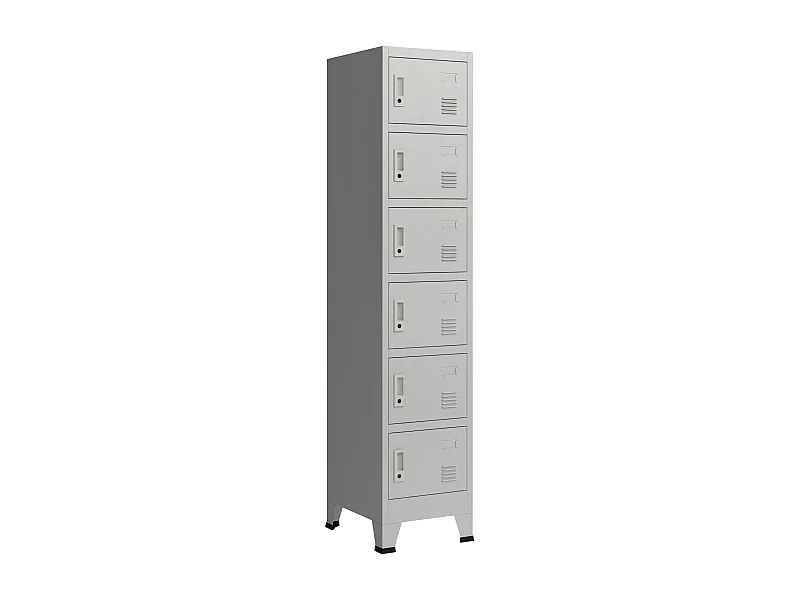 Armário de escritório armário de armazenamento para escritório oficina quarto aço metálico com 6 portas de aço lacado 180 x 38 x 45 cm cinza 03_0006350