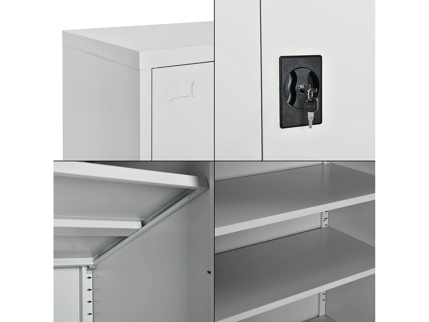 Mueble de oficina, taquilla de oficina, mueble de almacenaje para salón, oficina, dormitorio, taller, acero lacado 90 x 40 x 90 cm gris claro 03_0006321