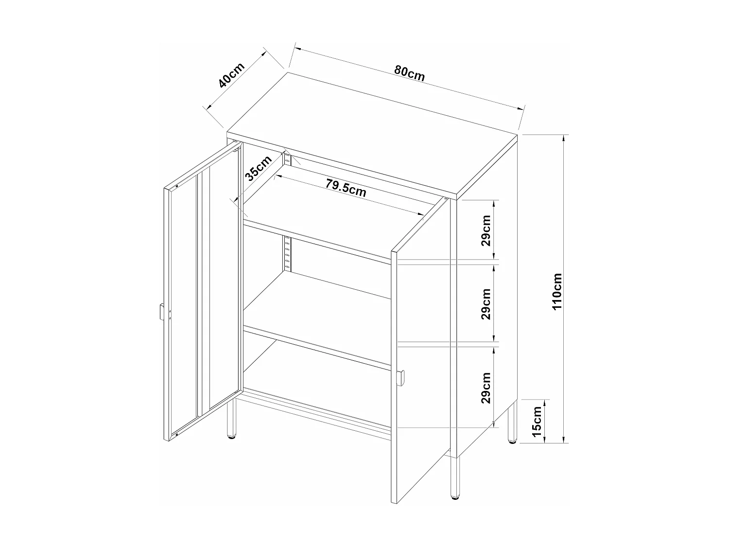 Armoire de bureau casier grise 80 x 40 x 110 cm 03_0006318