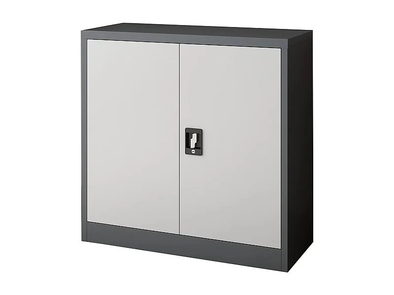 Mueble de oficina Taquilla de oficina mueble de almacenamiento para salón oficina dormitorio taller acero lacado 90 x 40 x 90 cm gris oscuro y gris claro 03_0006323