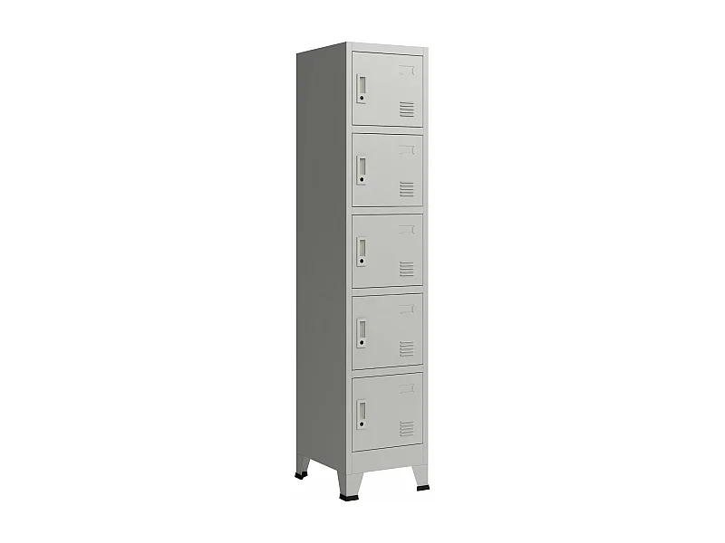 Armário de escritório armário de armazenamento para escritório oficina quarto aço metálico com 5 portas de aço lacado 180 x 38 x 45 cm cinza 03_0006349