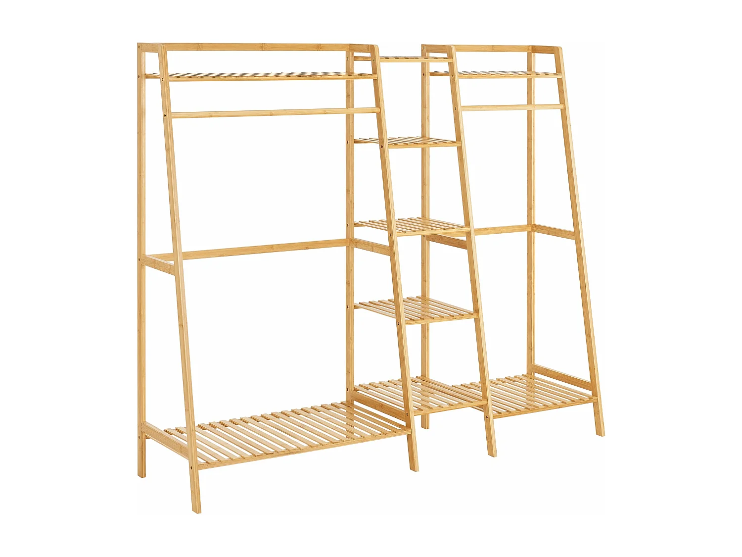 Perchero con 2 barras de armario de bambú 03_0008142