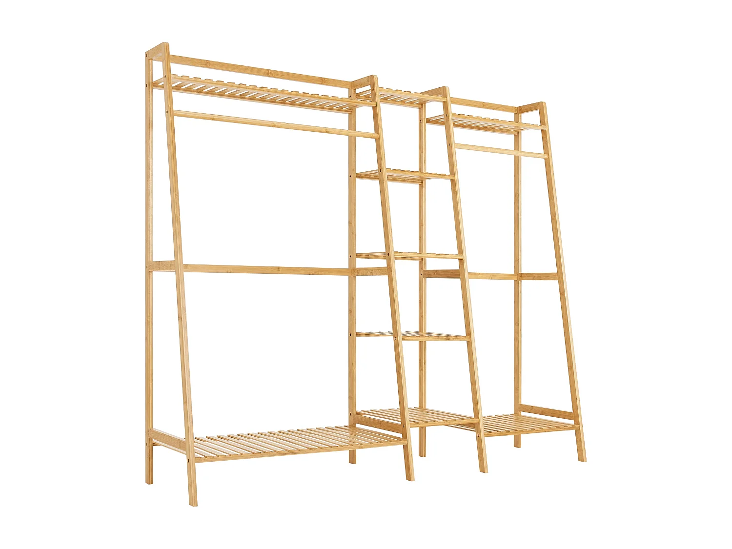 Perchero con 2 barras de armario de bambú 03_0008142