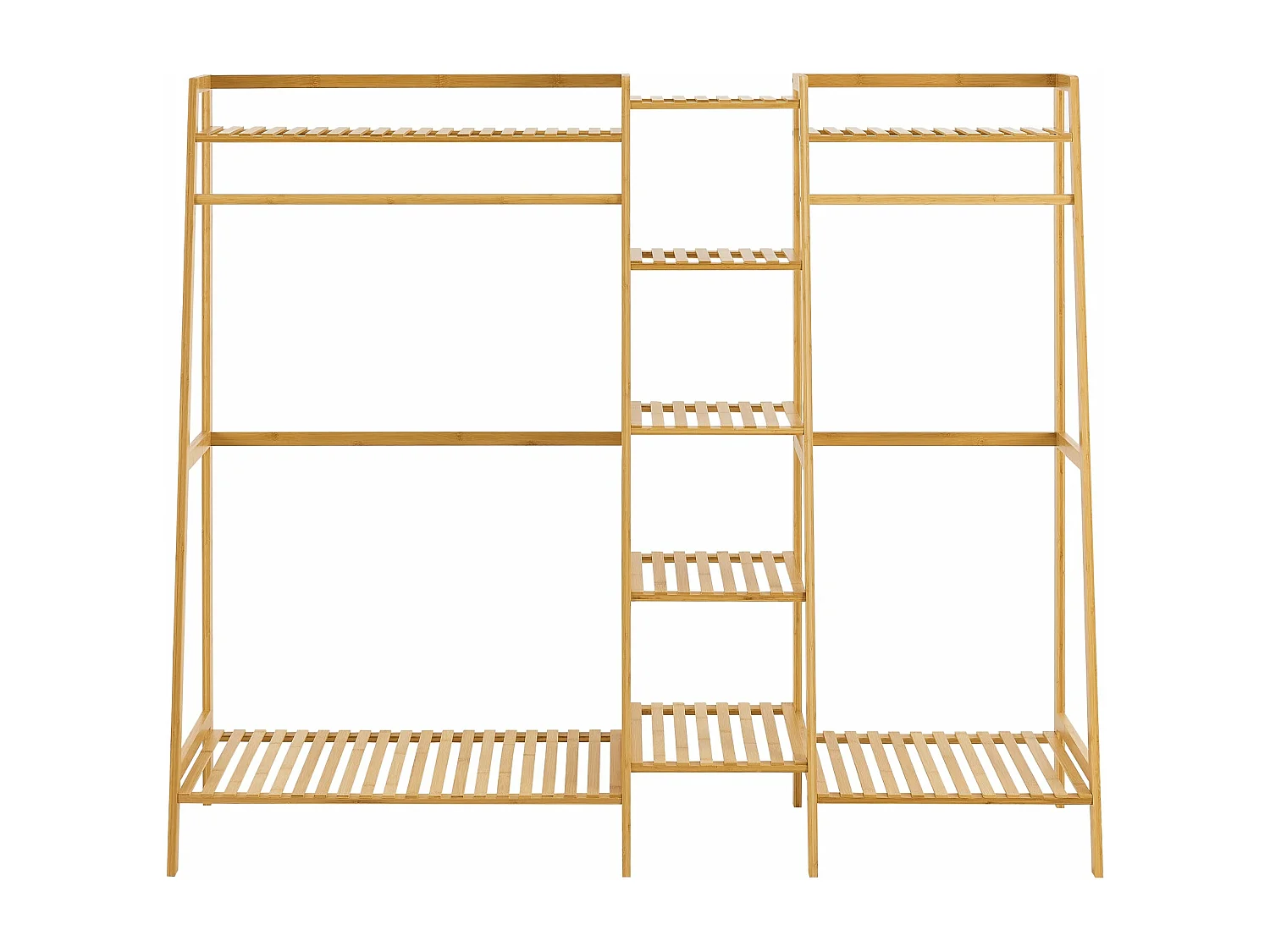 Perchero con 2 barras de armario de bambú 03_0008142