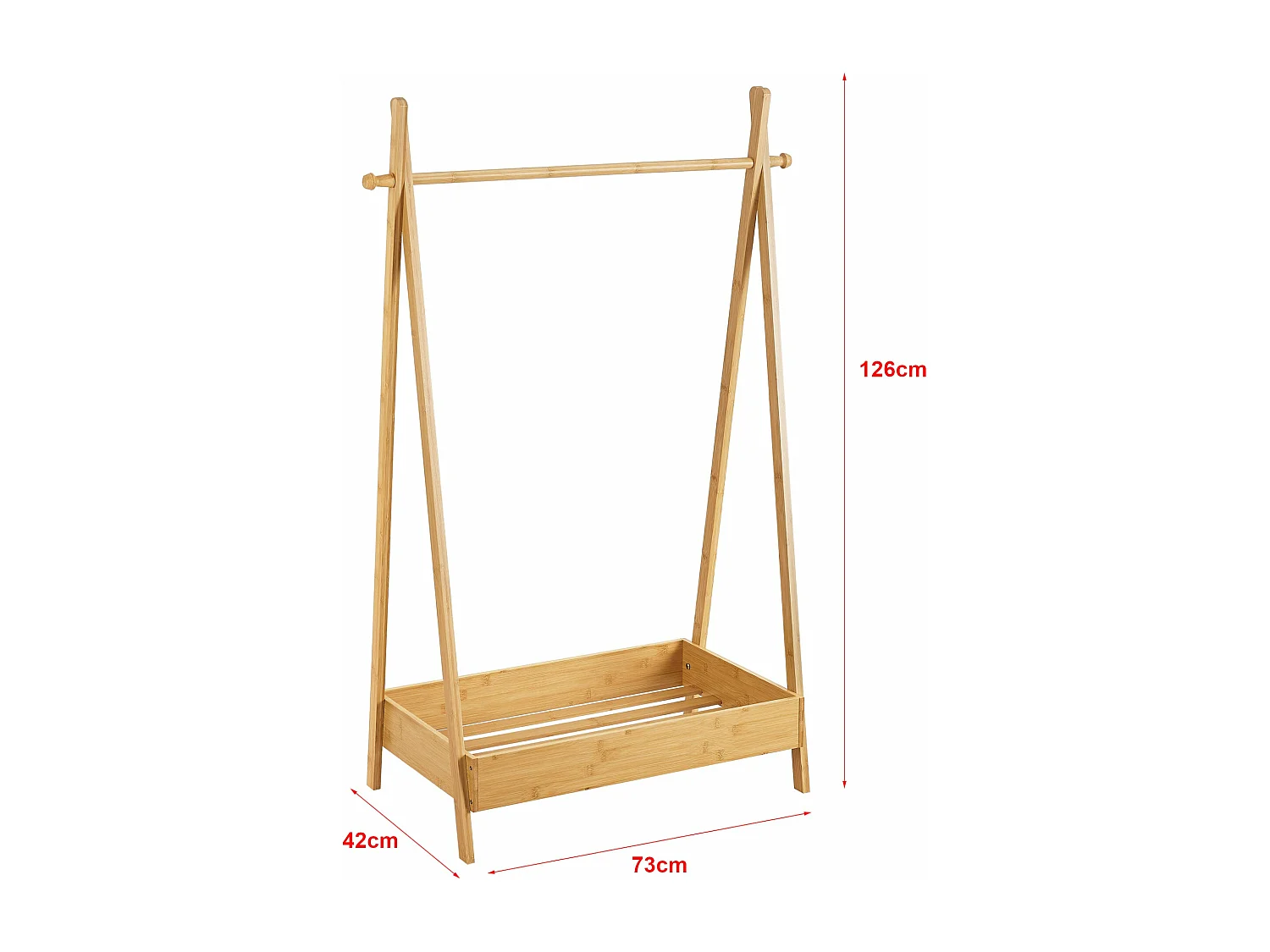 Perchero para ropa infantil Sola con superficie de almacenamiento de bambú 03_0008143