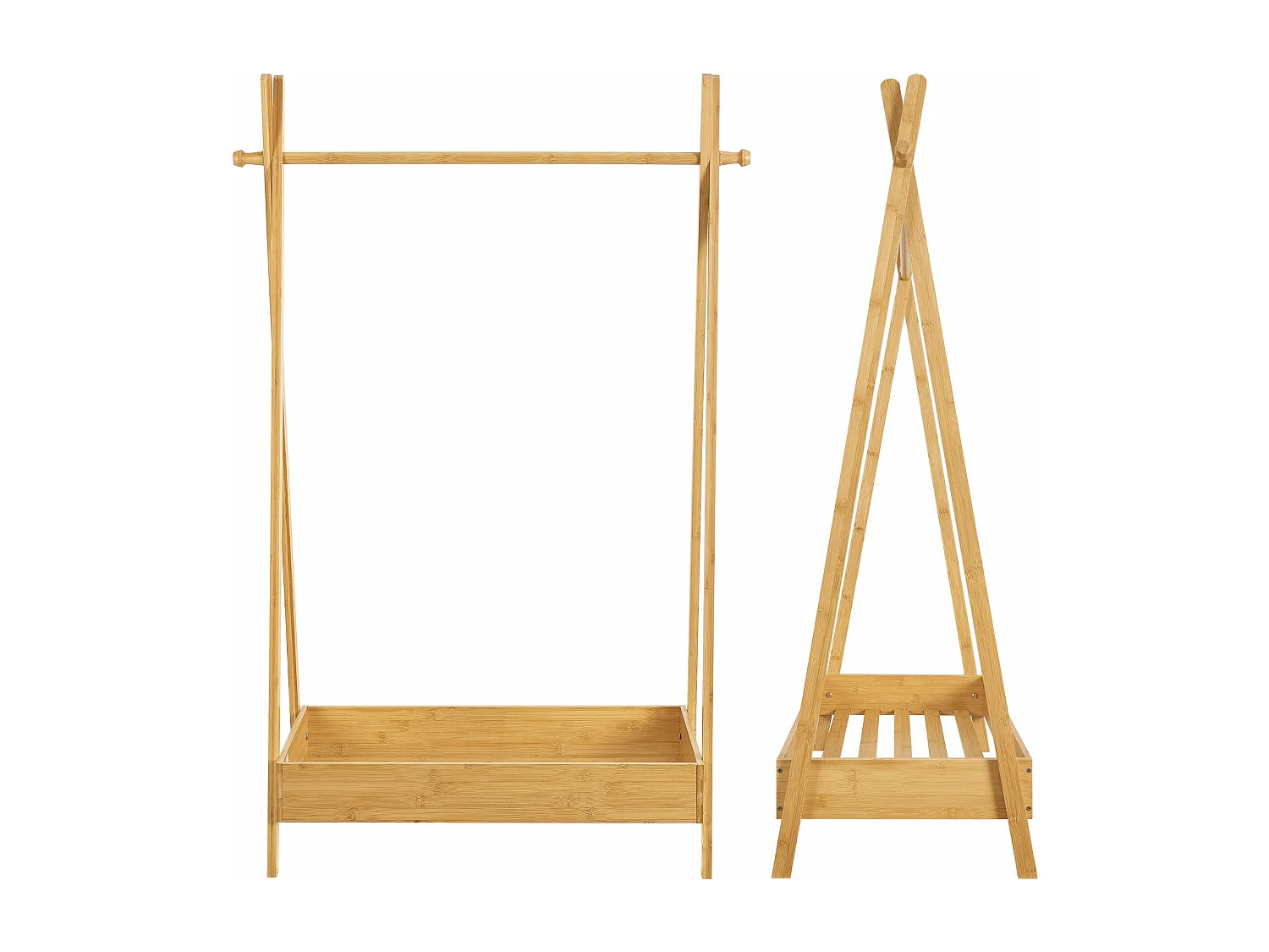 Perchero para ropa infantil Sola con superficie de almacenamiento de bambú 03_0008143