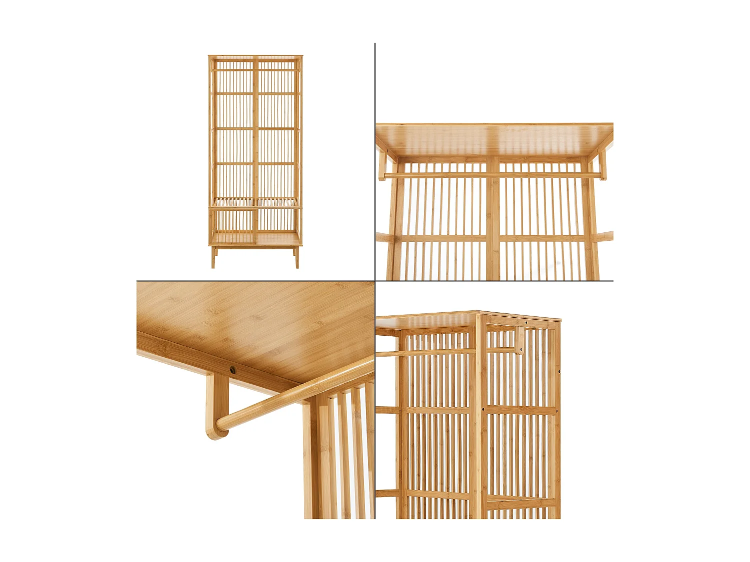 Portant à vêtements bambou bambou marron 80 x 45 x 185 cm 03_0008145