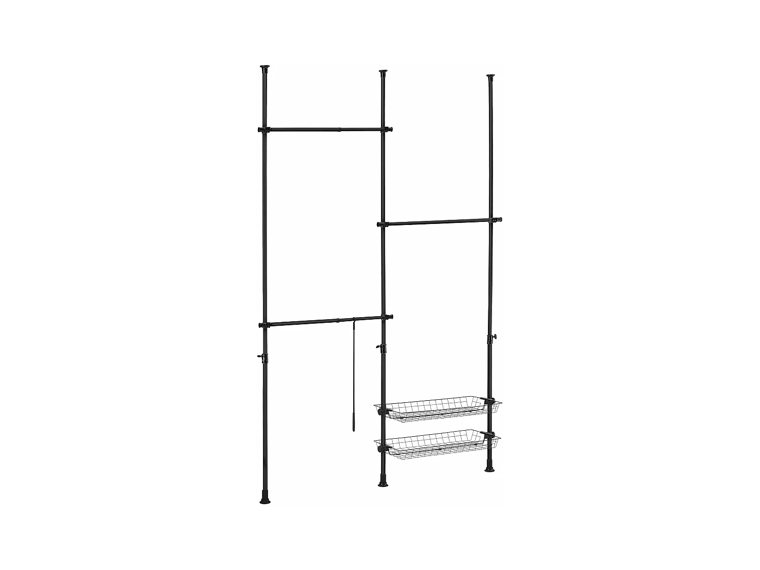 Penderie télescopique acier laqué noire 85 x 38 x 7 cm 03_0008158