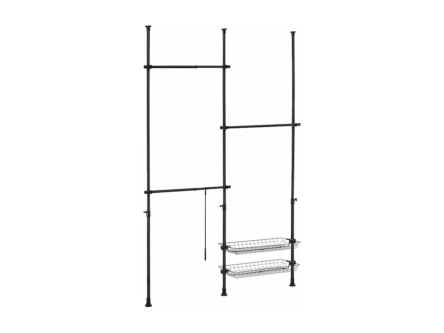 Penderie télescopique acier laqué noire 85 x 38 x 7 cm 03_0008158