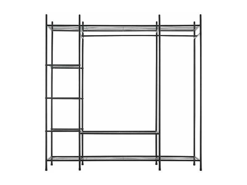 Armadio con ripiani 6 ripiani acciaio laccato 150 x 150 x 40 cm nero 03_0008148