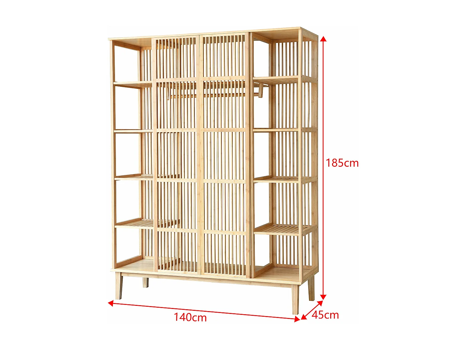 Armadio con 2 ante scorrevoli 185 x 140 x 45 cm 03_0008153