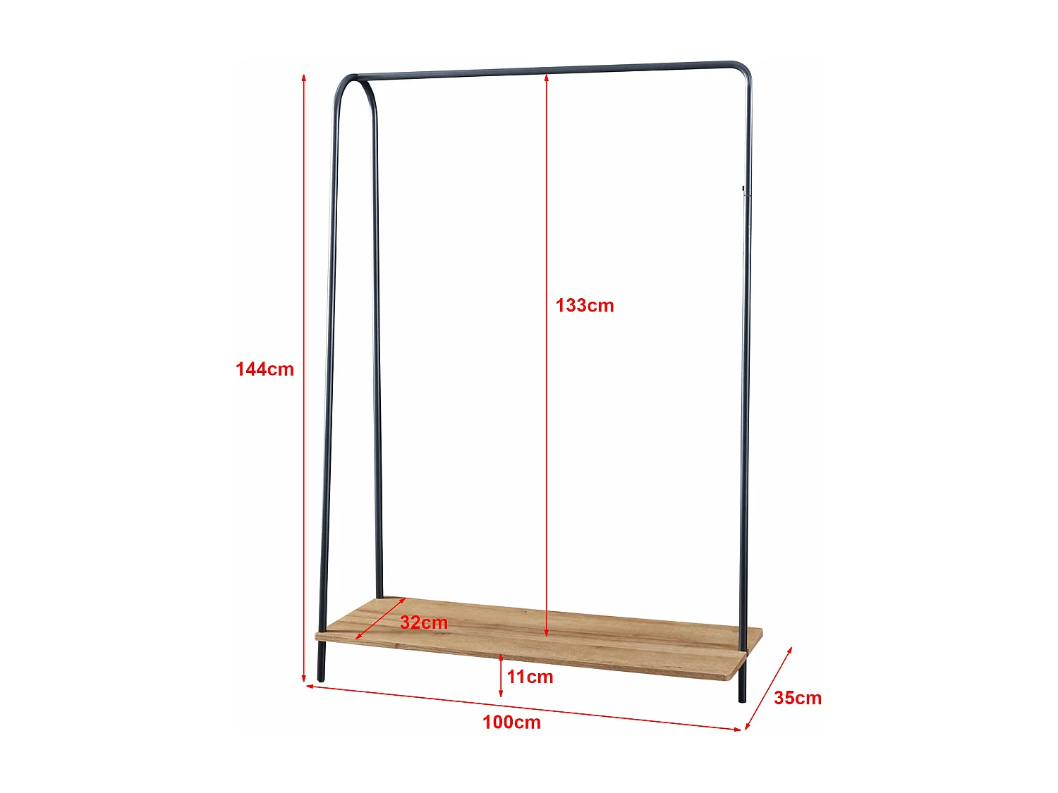 Cabideiro com superfície de armazenamento 144 x 100 x 35 cm efeito madeira preta 03_0008163