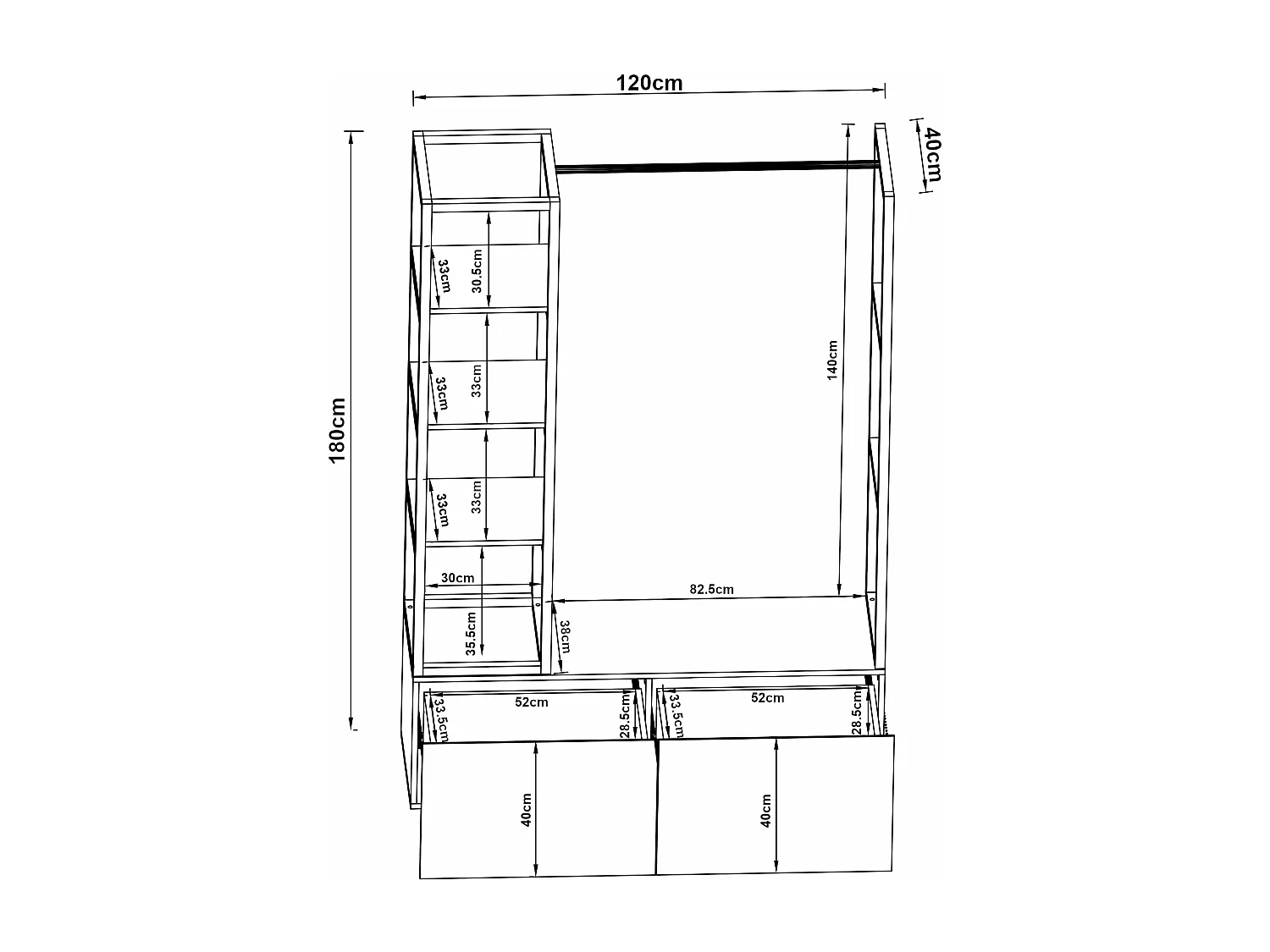 Portant à vêtements métal métal marron 120 x 40 x 180 cm 03_0008130