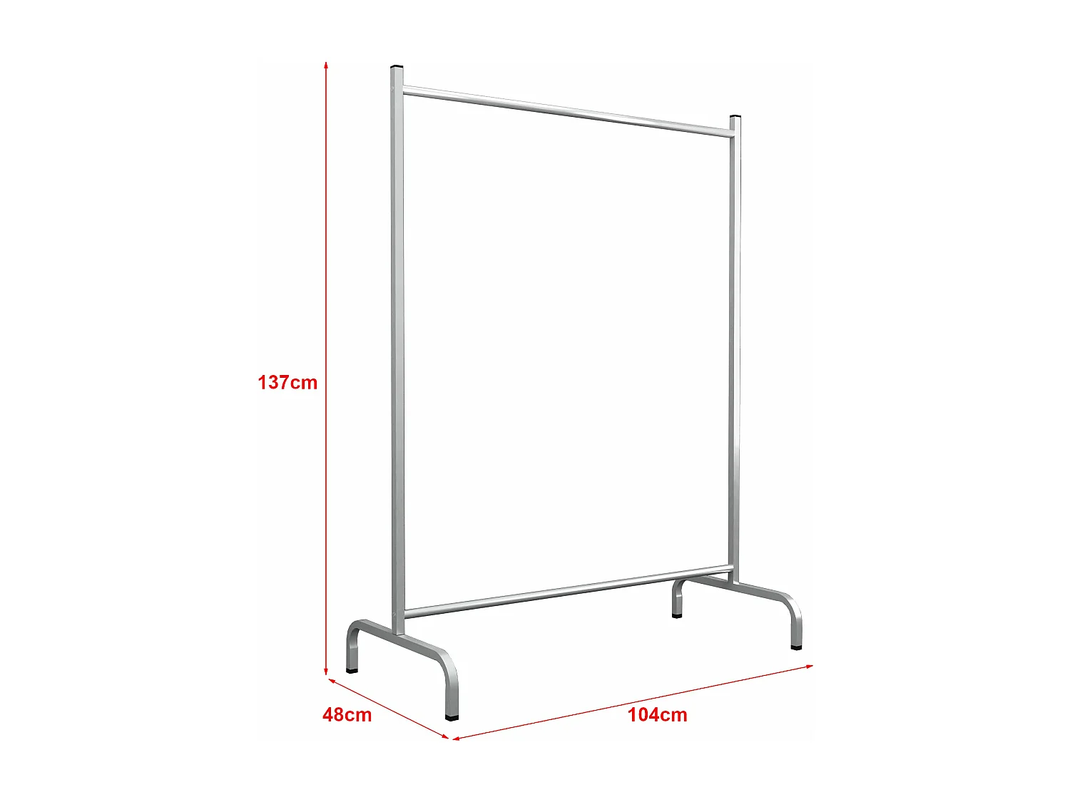 Appendiabiti con barra appendiabiti 137 x 104 x 48 cm argento 03_0008127
