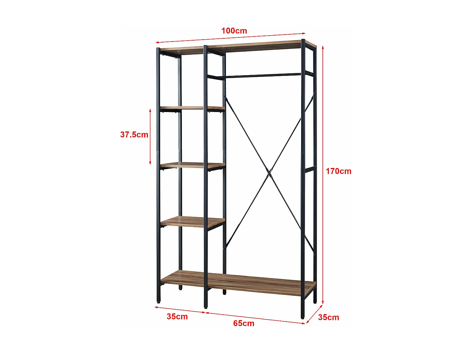 hvidovre perchero 170 x 100 x 35 cm negro efecto madera 03_0008135
