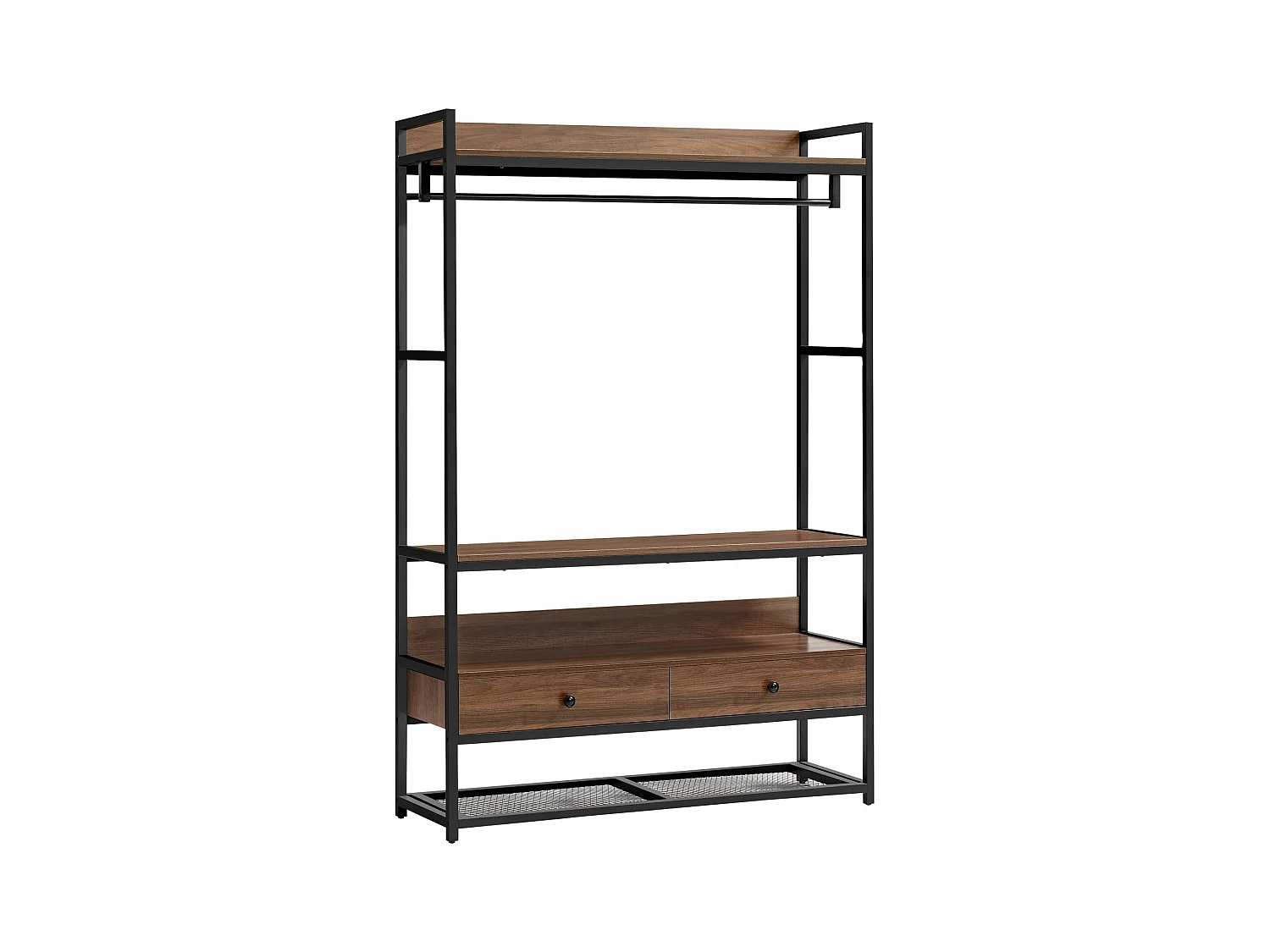 Appendiabiti in metallo MDF 180 x 120 x 40 cm effetto noce canaletto 03_0008138