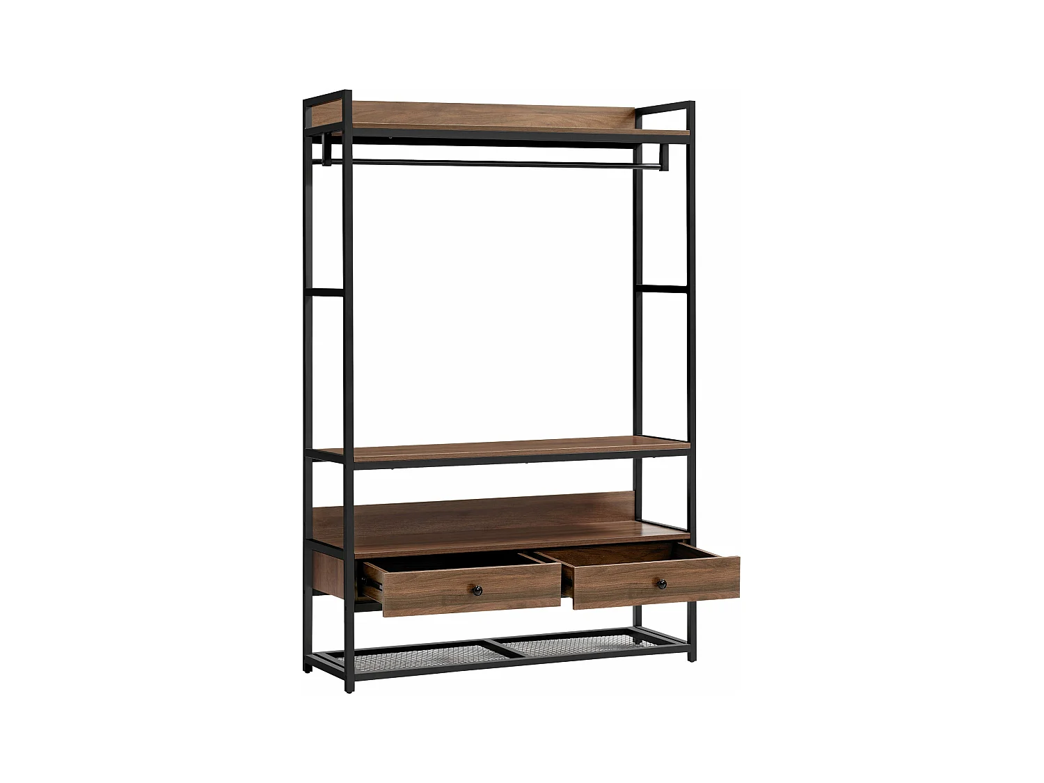 Appendiabiti in metallo MDF 180 x 120 x 40 cm effetto noce canaletto 03_0008138