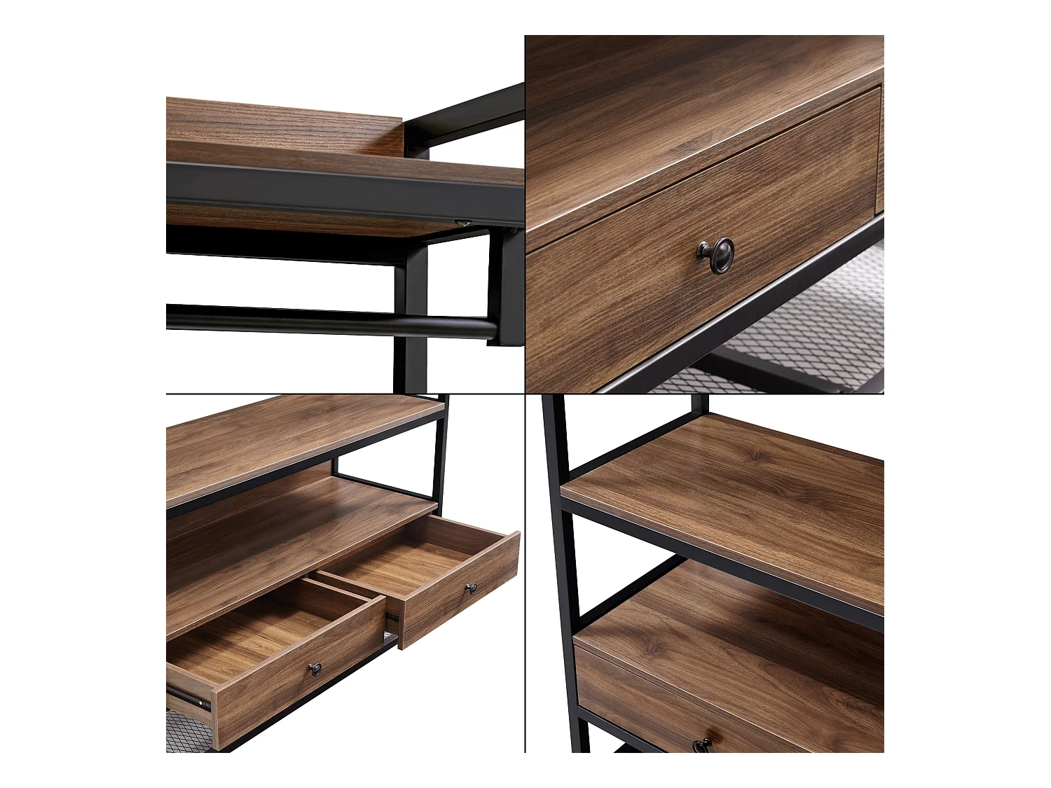 Appendiabiti in metallo MDF 180 x 120 x 40 cm effetto noce canaletto 03_0008138