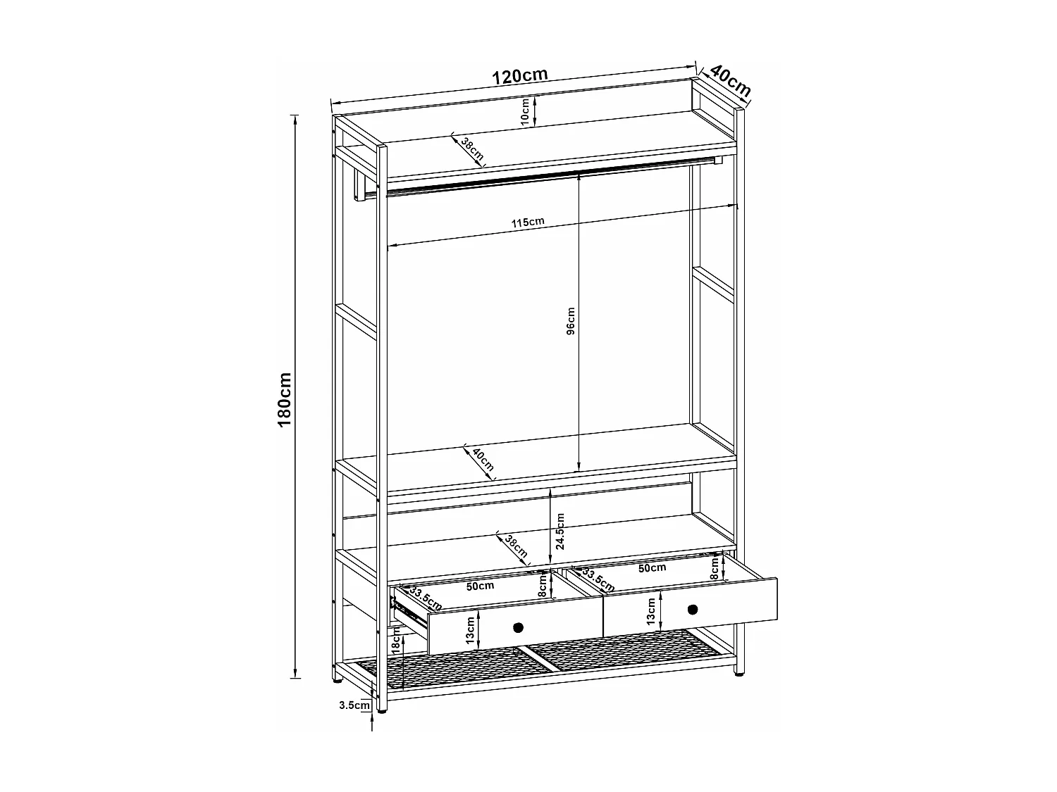 Portant à vêtements métal métal marron 120 x 40 x 180 cm 03_0008138