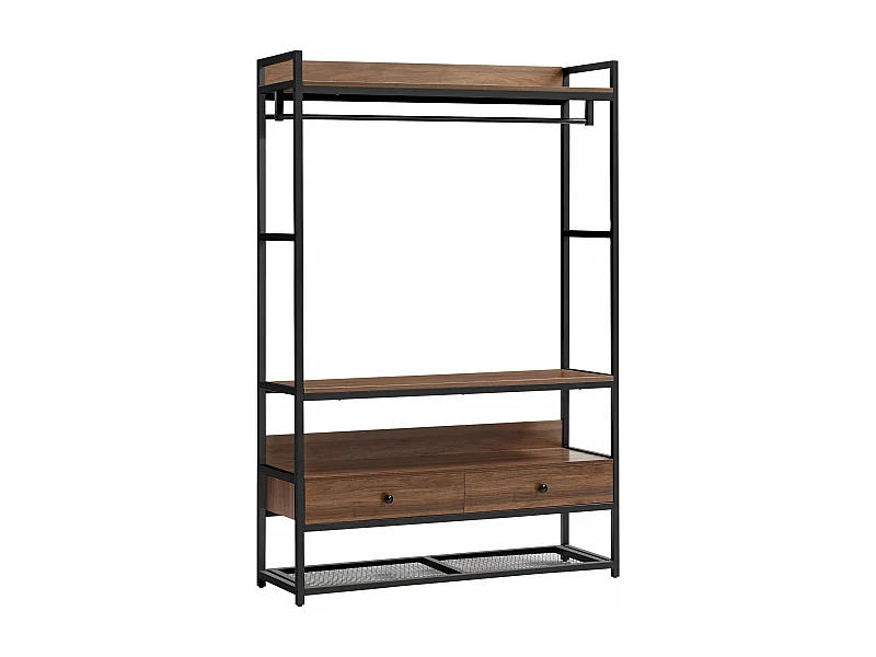 Perchero de metal MDF 180 x 120 x 40 cm efecto nogal negro 03_0008138