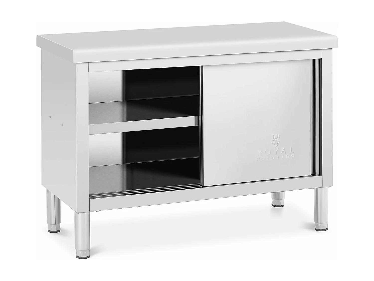 Meuble bas en acier argenté 120 x 50 x 85 cm 14_0005008