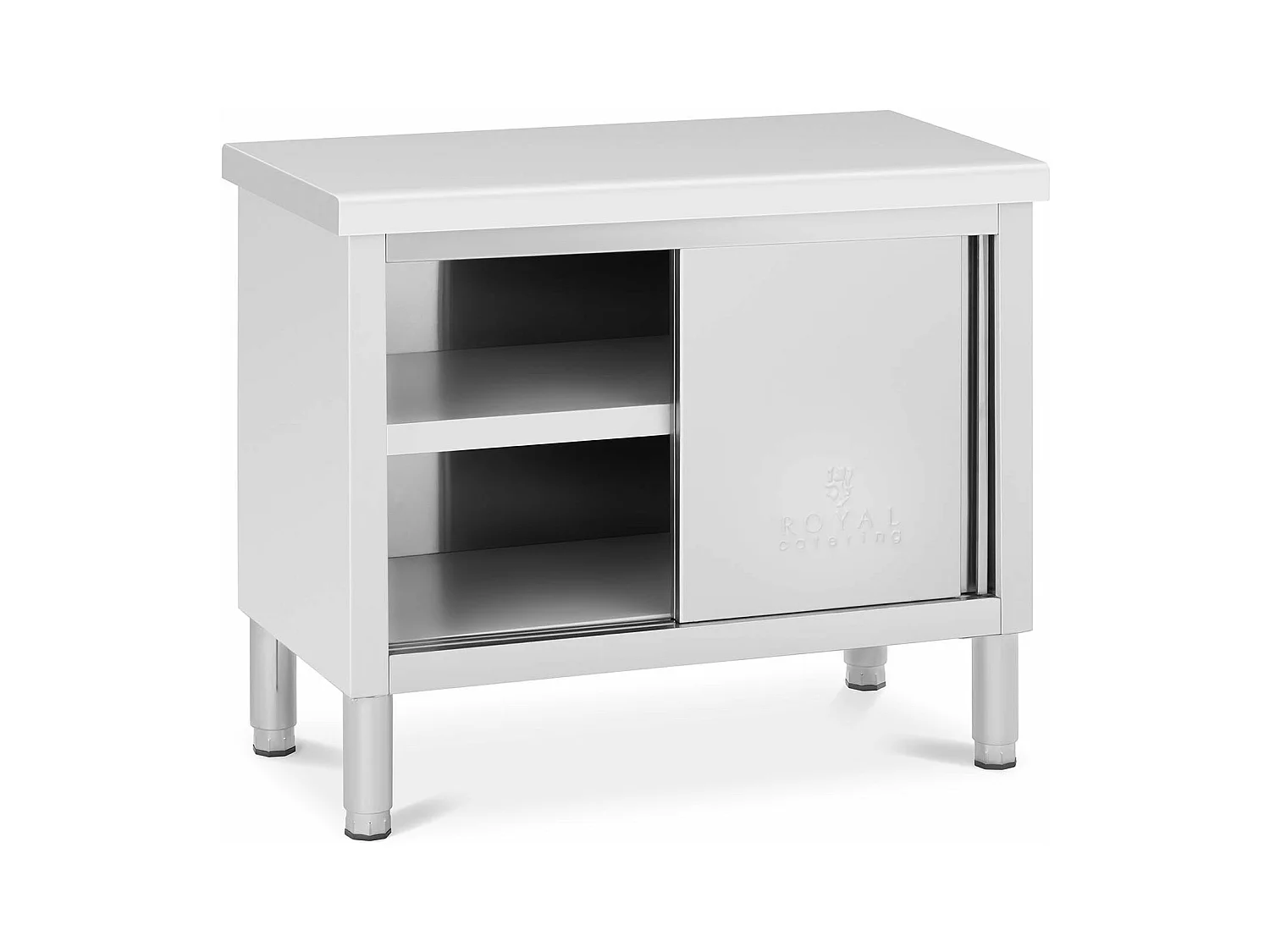 Meuble bas en acier argenté 100 x 50 x 85 cm 14_0005011