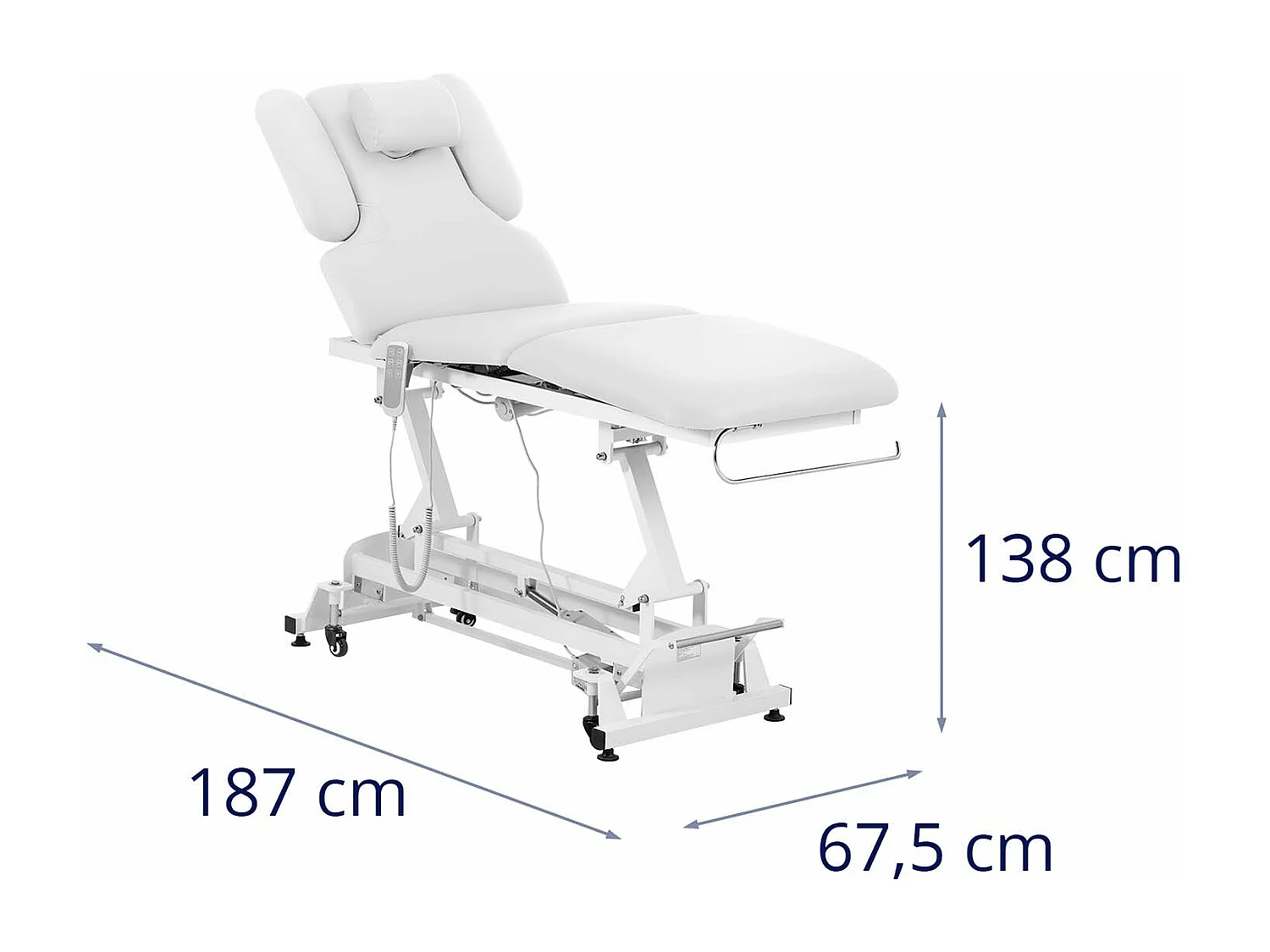 Table de massage professionnelle blanche 187 x 67.5 x 138 cm 14_0007753