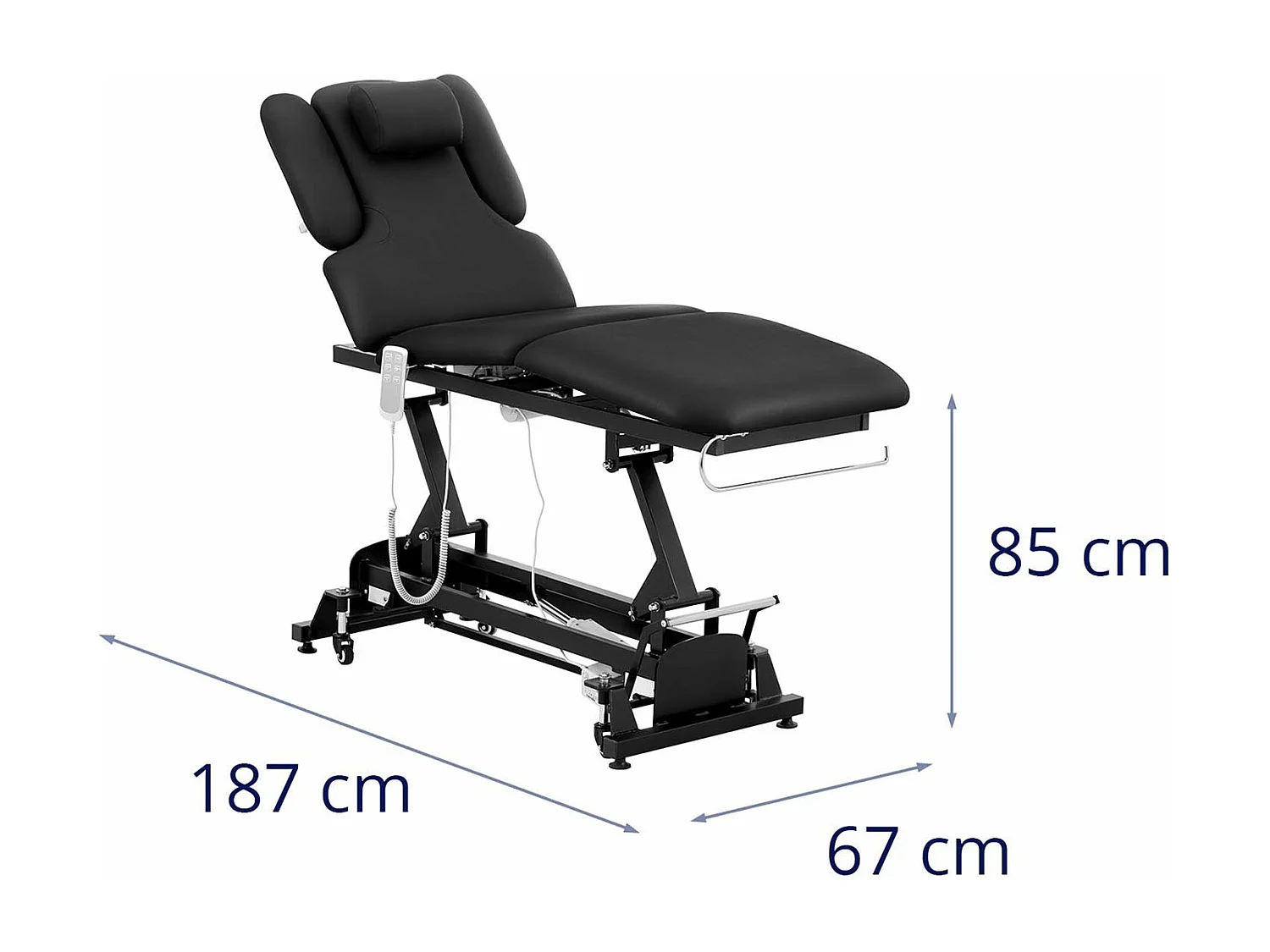 Table de massage professionnelle noire 187 x 67 x 85 cm 14_0007755