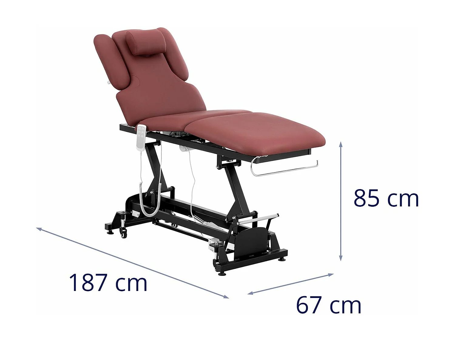 Lettino da massaggio - 3 motori - 250 kg - nero vino rosso 14_0007760