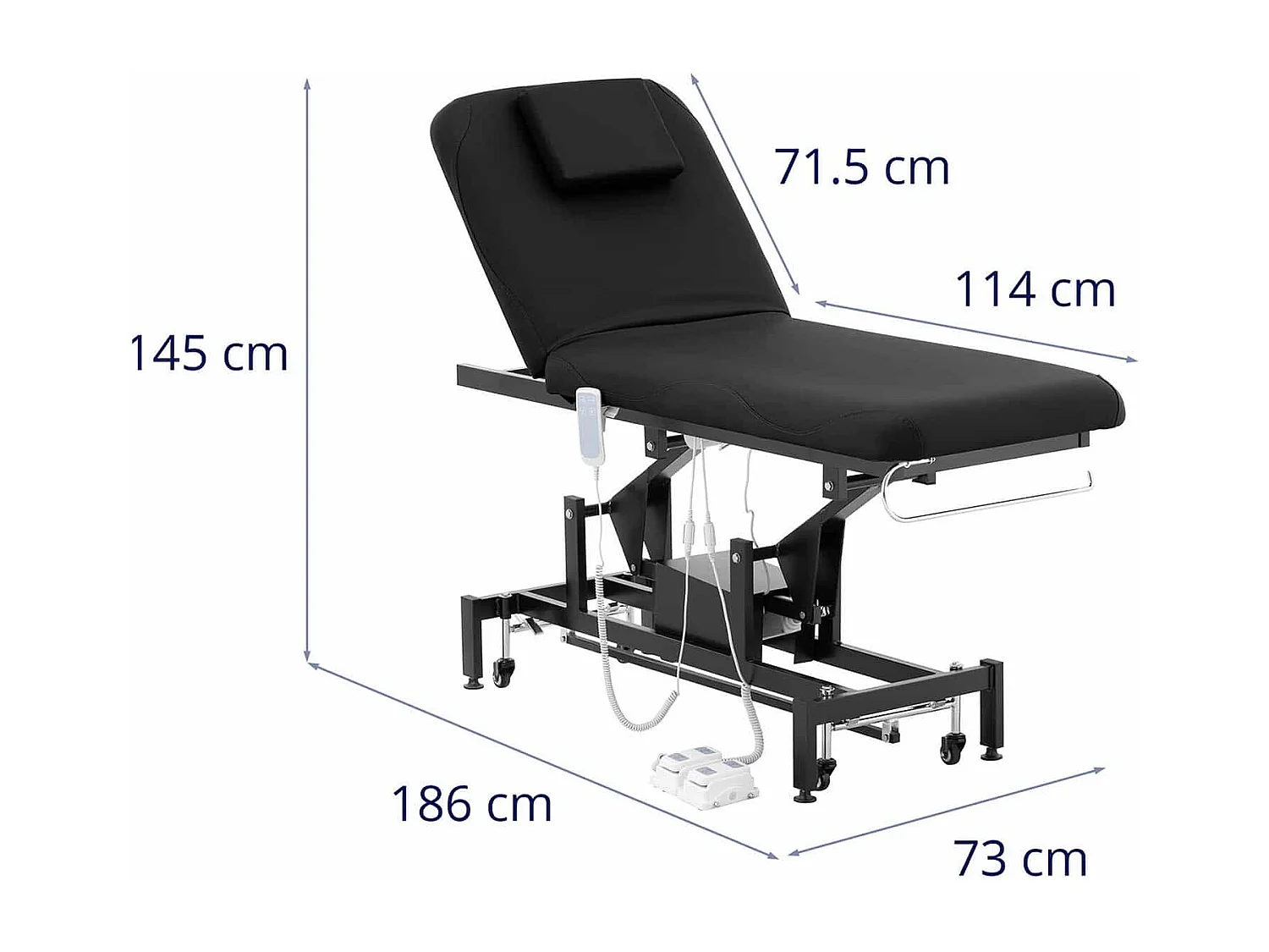 Camilla de masaje eléctrica profesional camilla de masaje camilla de tratamiento de fisioterapia 2 motores 200 kg negro 14_0007752