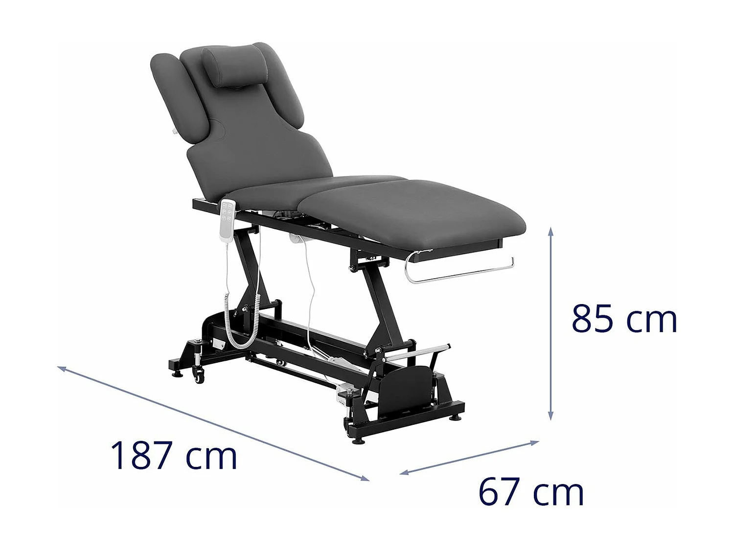 Table de massage électrique grise 187 x 67 x 85 cm 14_0007761