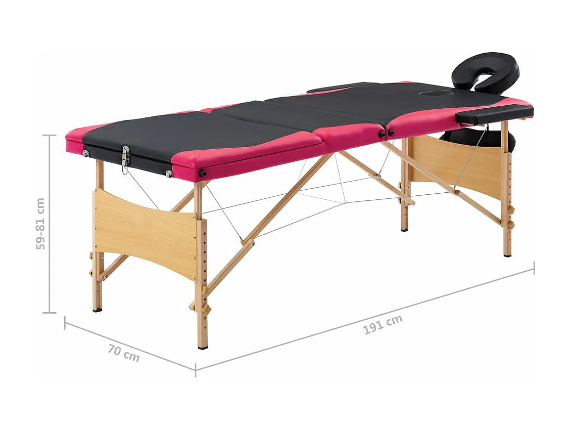 Table de massage pliable bois marron 191 x 70 x 59 cm 02_0001835