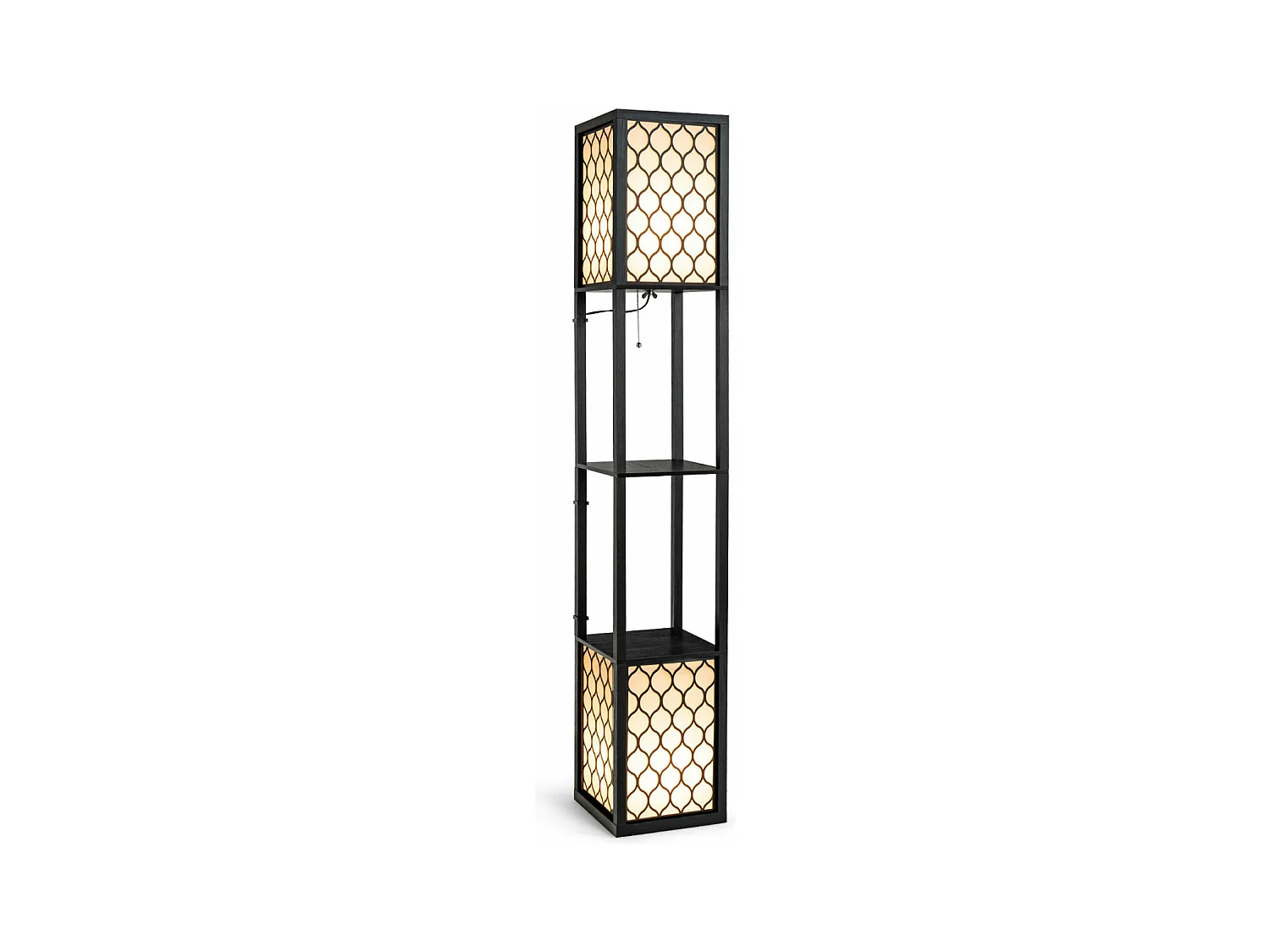 Lampada da terra con ripiani, lampada da terra moderna con 2 ripiani portaoggetti base per lampada e27 26 x 26 x 156 cm 20_0005031